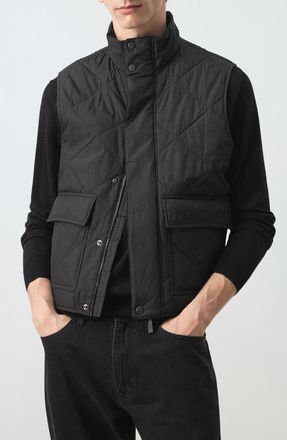 Mango Quilted Water Repellent Vest in Black at Nordstrom, Size Medium