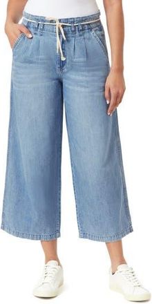 Kensie Pleat Front Crop Wide Leg Drawstring Jeans in Morgan at Nordstrom Rack, Size 12