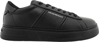 Emporio Armani Leather Sneakers With Logo Detail