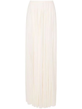 Saint Laurent pleated maxi skirt - women - Viscose/Silk - 36 - Neutrals