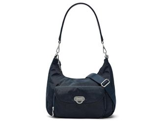 Baggallini Coastal Flip Lock Half Moon Bag Cross Body Womens Handbags French Navy, Nylon