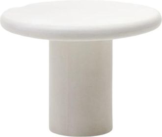 K Home Runder, hochwertiger In-/Outdoor Esstisch Addaio aus weissem Zement, ø 90 cm