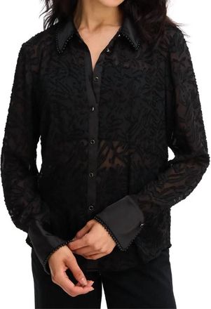 Allison New York Sade Button Down Top In Black