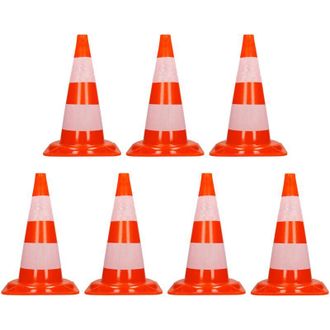 ECD Germany 7x Cono Segnaletico Spartitraffico Pilone Traffico Stradale 47 cm Arancione-Bianco Piloni Strisce Riflettenti Avvertimento di Traffico Cono di