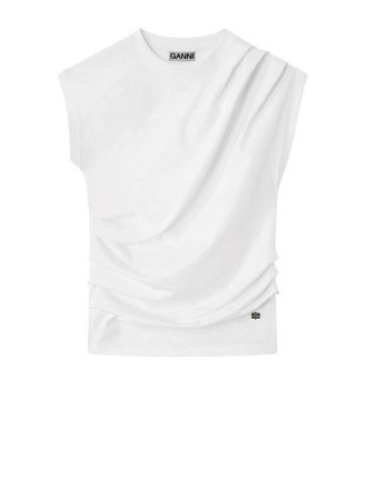 Ganni Stretch Heavy Jersey Draped Blouse