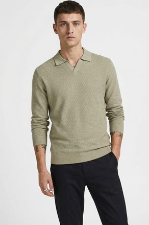 Jack & Jones Polokragenpullover JACK & JONES JPRBLURILEY KNIT SPLIT NECK LS SN, Herren, Gr. XL, lemon pepper detail:twist, Strick, Obermaterial: 100% Baumwolle, un