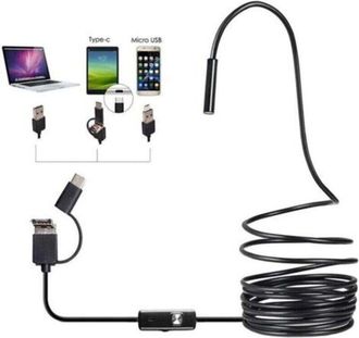 OEM C&aacute;mara De Inspecci&oacute;n Usb Tipo C 3 En 1, Endoscopio Industrial Hd, Tubo De Tuber&iacute;a Impermeable, Brillo Ajustable, Endoscopio Industrial Hd Negro (tama&ntilde;