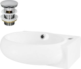 ML Design Lavabo ovalado de cerámica con juego de desagüe plata