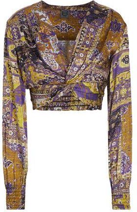 8 by YOOX PRINTED VISCOSE CROP TOP