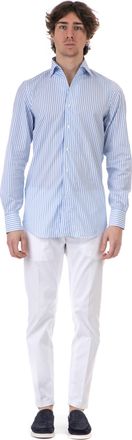 Finamore Ustica Collar Cotton-Linen Stripe Tailored Shirt
