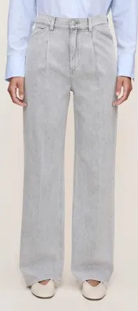DL1961 Casie Pleated Mid Rise Wide Leg Jeans in Light Storm Cloud at Nordstrom Rack, Size 24