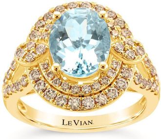 Le Vian Ladies Sea Blue Aquamarine Rings set in 14K Strawberry Gold