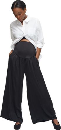 Ingrid & Isabel Flowy Woven Maternity Pant in Black at Nordstrom, Size X-Large