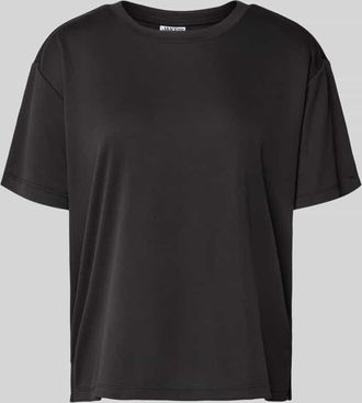 Jake*s Casual T-Shirt mit geripptem Rundhalsausschnitt in Black, Größe XXL