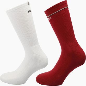 HUGO BOSS Womens 2 Pack of Quarter Length Socks with Logo Details - Red - Size: 3/3.5/5.5/5/4.5/4