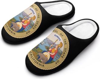 Generic Seal of The State of California Mens House Slippers Memory Foam Washable Cotton Slip on Home Shoes