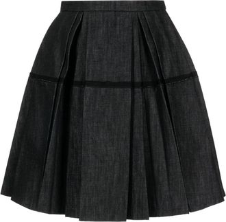 Dice Kayek high-waisted pleated denim skirt - women - Cotton - 40 - Black