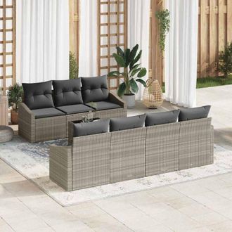 vidaXL Vidaxl - Conjunto De Sof&aacute; De Jard&iacute;n 8 Pcs Gris Claro 55 X 55 X 37 Cm