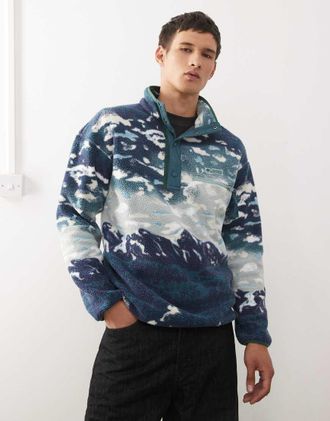 Columbia Helvetia II - Pile blu con abbottonatura parziale e stampa