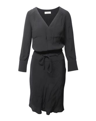 BA&SH Ba&sh midi-jurk met lange mouwen in zwarte viscose