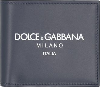 Dolce & Gabbana Flap-over Portemonnee van Kalfsleer - Heren - Portefeuilles - Blauw - ONE Size - Leer - Accessoires
