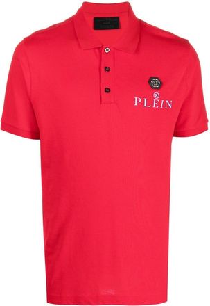 Philipp Plein logo-plaque polo shirt - men - Cotton/Spandex/Elastane - XXXL - Red