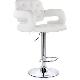 Elama Faux Leather Tufted Bar Stool with Adjustable Height in White at Nordstrom