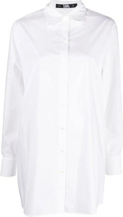 Karl Lagerfeld Tuniekblouse met geplooide achterkant - Dames - Overhemden - Wit - XS - Overhemden