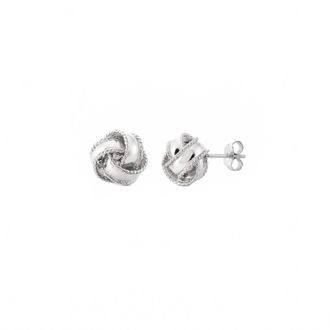 Gold & Honey Womens Love Knot Stud Earrings In Silver