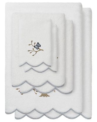 Linum Home Textiles 100% Turkish Cotton Teresa Scallop 6Pc Embellished Towel Set