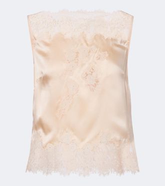 D&ocirc;en D&ocirc;en Viviane lace-trimmed silk satin top