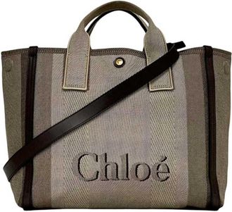 Chlo&eacute; Brown Canvas Leather Tote Bag (Pre-Owned)