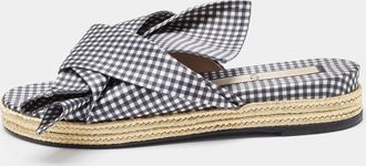 N&deg;21 N&deg;21 White/black Fabric Knot Slide Flats