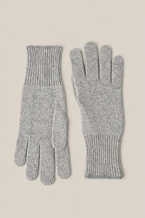 Brunello Cucinelli MenS White Grey Wool Knit Gloves, Size L