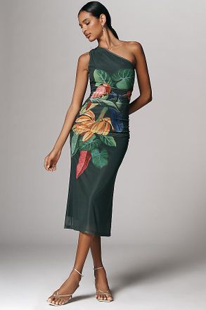 Farm Rio x Anthropologie Printed One-Shoulder Midi Dress