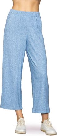 Melloday Rib Crop Wide Leg Pants in Heather Blue at Nordstrom, Size X-Small
