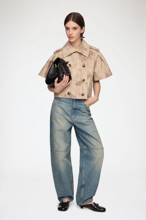 Ganni Warm Sand Jacket in Printed Cotton - Size 34 Organic