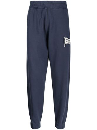 Maison Kitsun&eacute; logo-patch cotton track pants - men - Cotton - L - Blue