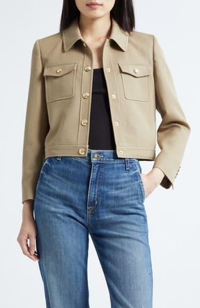 Nili Lotan Edna Crop Virgin Wool Jacket in British Khaki at Nordstrom, Size 10