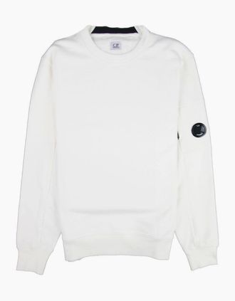 C.P. Company Mens Cp Company Diagonal Raised Fleece Lens Crew Sweatshirt White 103 - Size: 42