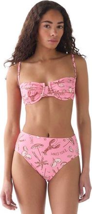 Kate Spade New York Ruched Underwire Bra Swim Top Swimsuit in Guava Slice at Nordstrom, Size X-Large