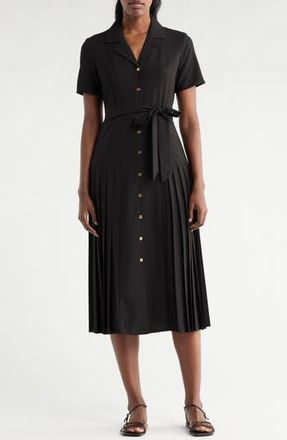 Nanette Lepore Pleated A-Line Shirtdress in Very Black at Nordstrom Rack, Size 10
