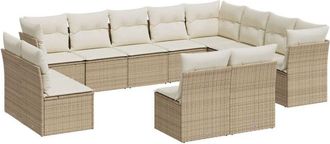 vidaXL Set De Sof&aacute;s De Jard&iacute;n 12 Pzas Y Cojines Rat&aacute;n Sint&eacute;tico Marr&oacute;n Vidaxl