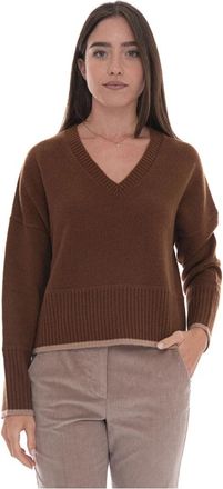 Pennyblack Biglia V-hals pullover - Dames - V-hals truien - Bruin - XL - Wol - Truien & Vesten