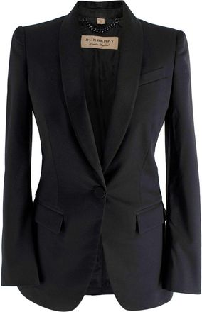 Burberry Wool Single Button Black Blazer Size XXS