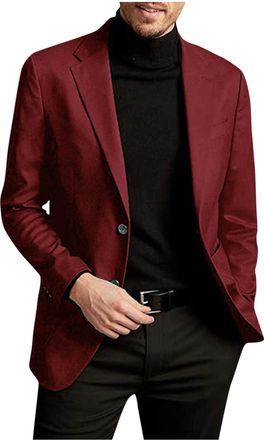 Generic Men Blazer Regular Fit Suit Jacket Mens Smart Casual Tuxedo Stretch Non-iron Office Business Dress Jacket Summer Autumn Sport Tailcoat Coat for Perfor
