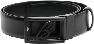 Brioni logo-buckle leather belt - men - Calf Leather - 90 - Black