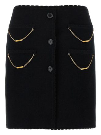 Moschino chain-embellished scalloped-edge skirt - Black