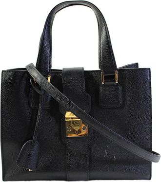 Mark Cross Womens Double Handle Logo Pushlock Livingston Tote Handbag Black