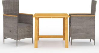vidaXL Juego De Comedor Para Jard&iacute;n 3 Piezas Gris Vidaxl